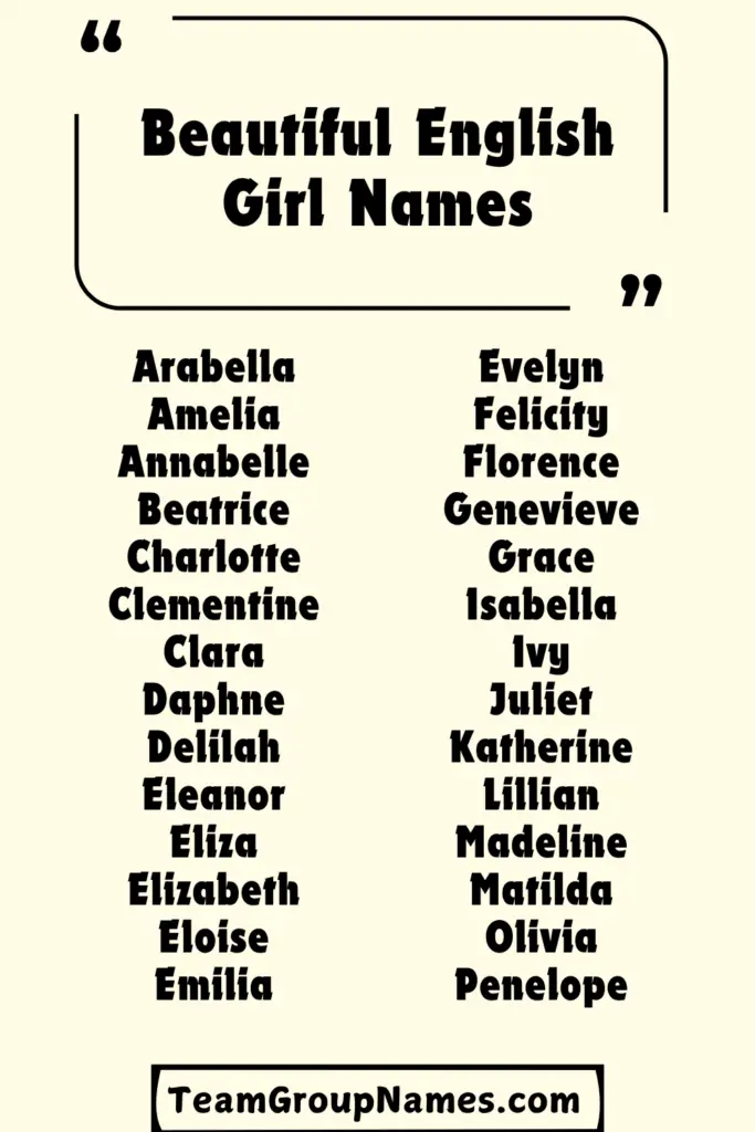 Beautiful English Girl Names