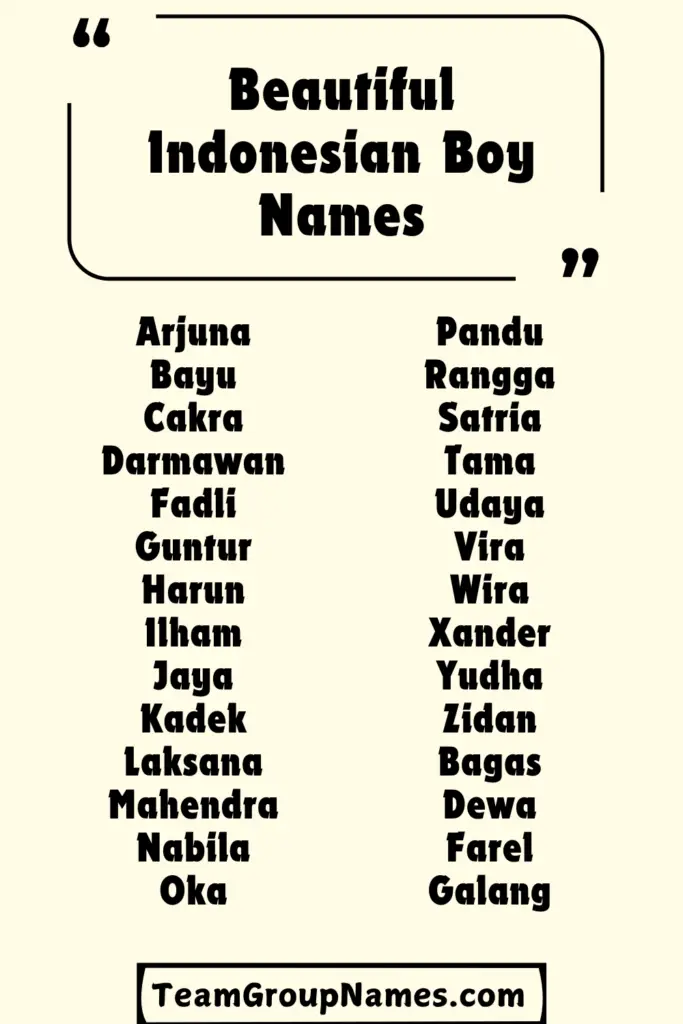 Beautiful Indonesian Boy Names