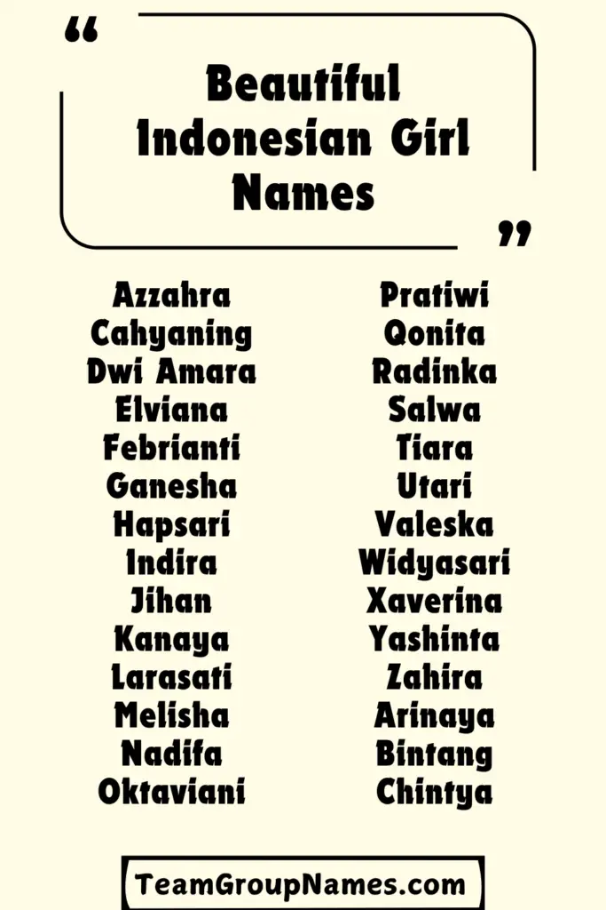 Beautiful Indonesian Girl Names