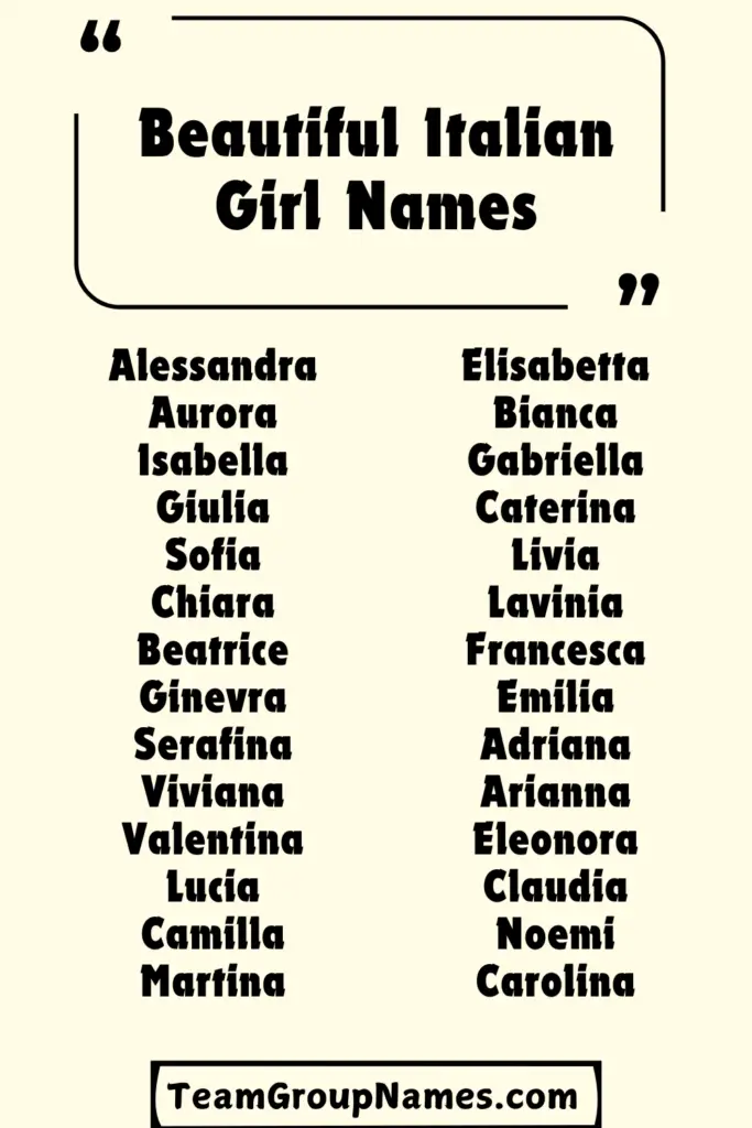 Beautiful Italian Girl Names