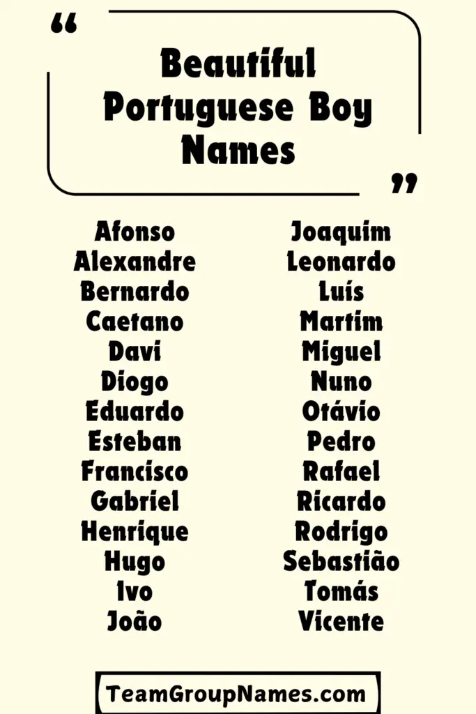 Beautiful Portuguese Boy Names