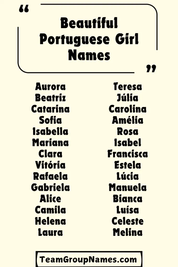 Beautiful Portuguese Girl Names