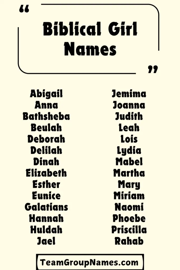 Biblical Girl Names