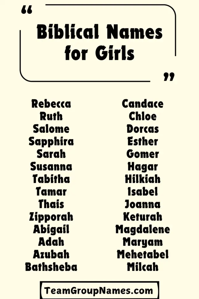 Biblical Names for Girls