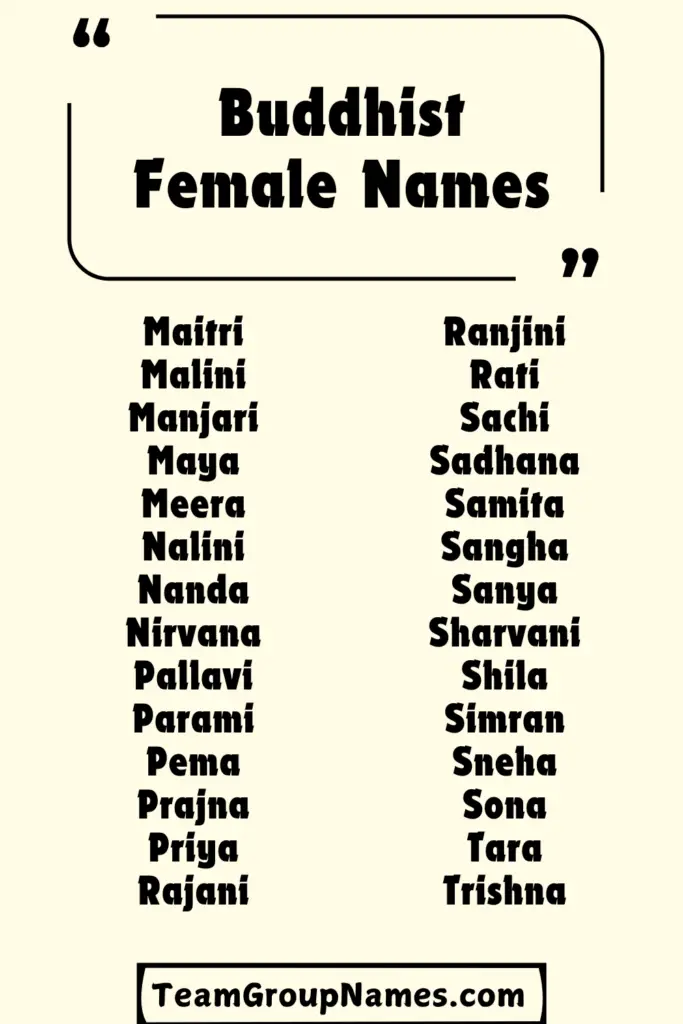 Buddhist Female Names