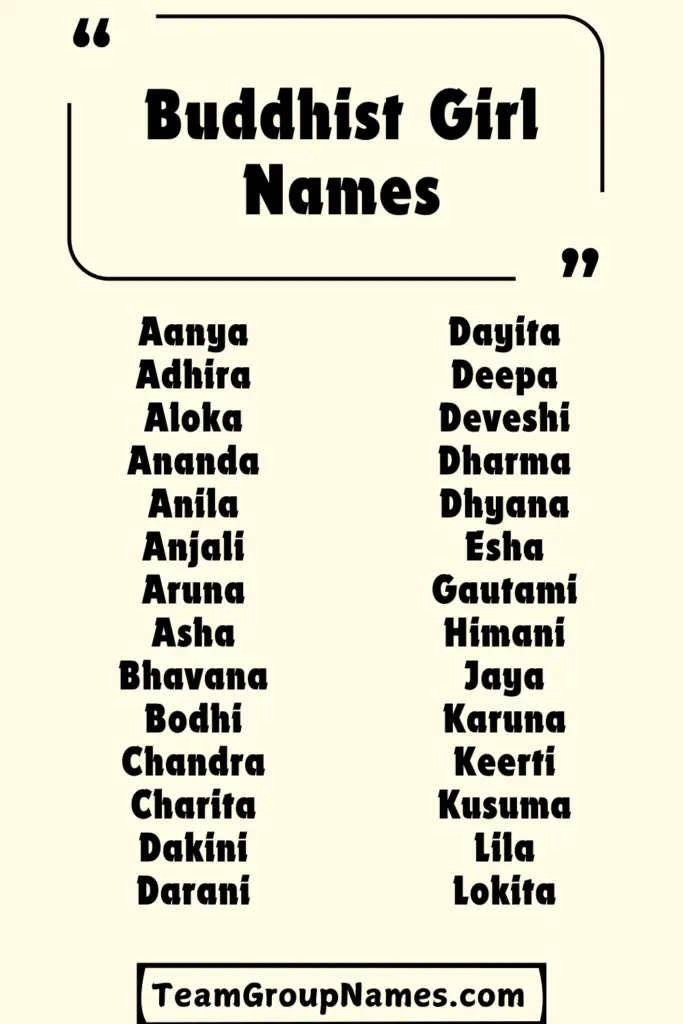 Buddhist Girl Names