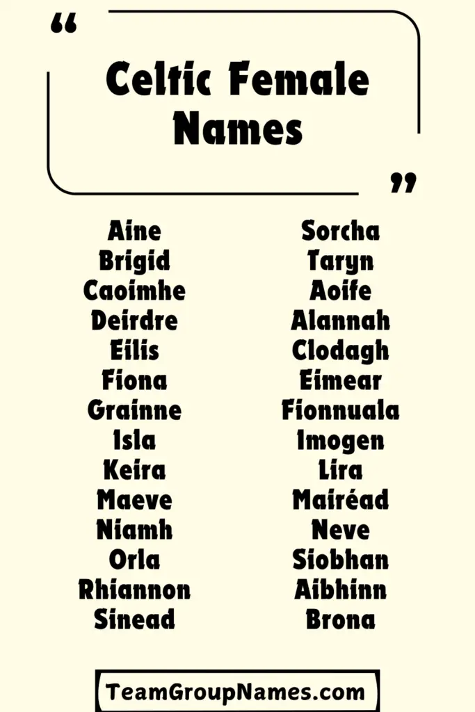 Celtic Female Names