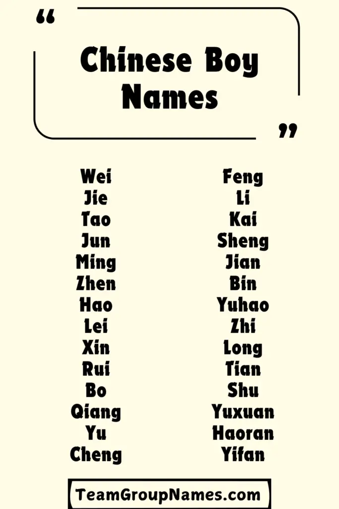 Chinese Boy Names