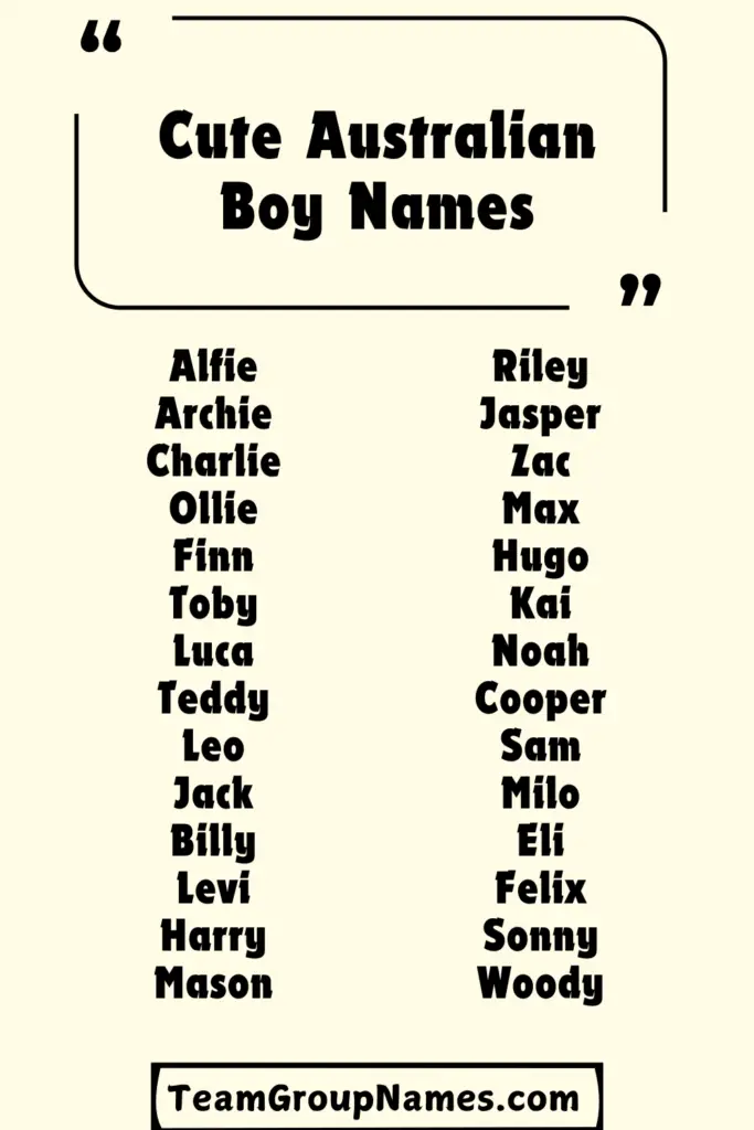 Cute Australian Boy Names