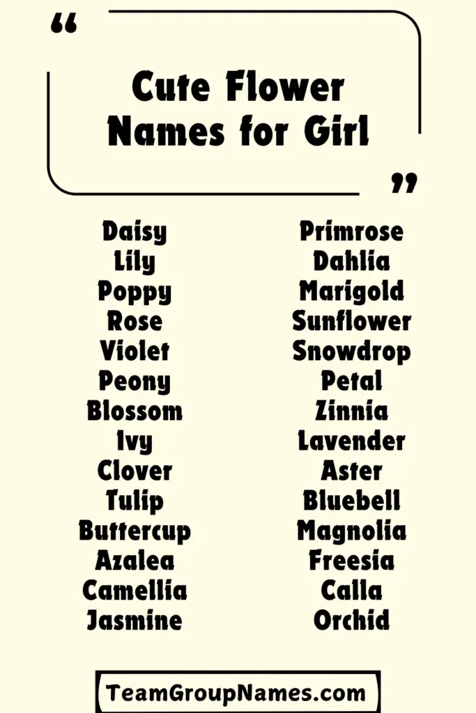 Cute Flower Names for Girl