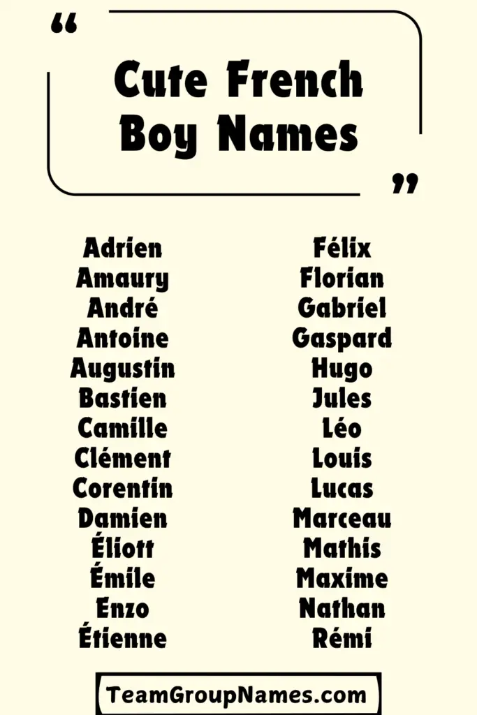 Cute French Boy Names