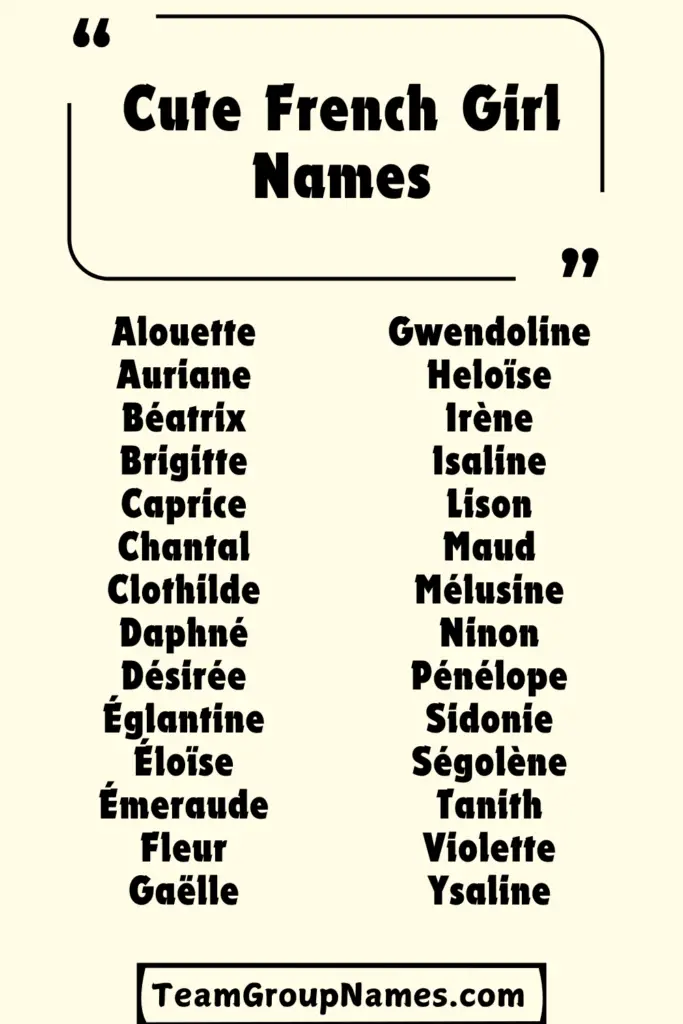 Cute French Girl Names