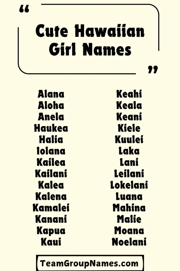 Cute Hawaiian Girl Names