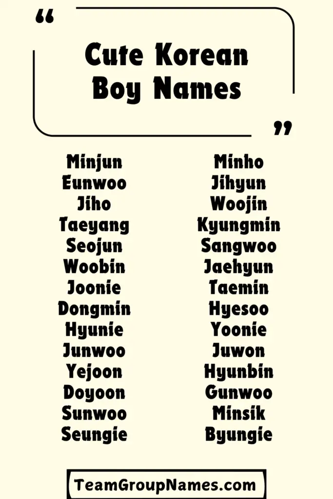 Cute Korean Boy Names