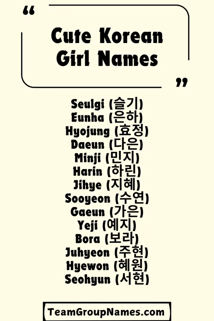 Cute Korean Girl Names