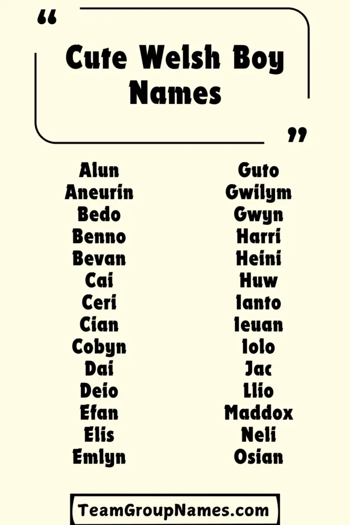 Cute Welsh Boy Names