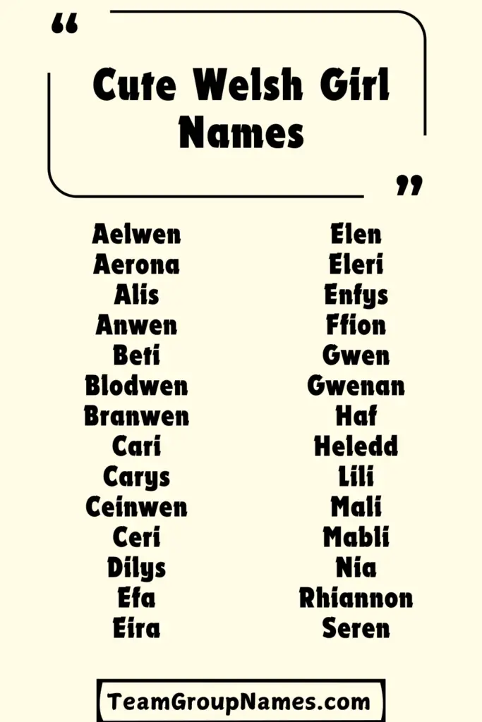 Cute Welsh Girl Names