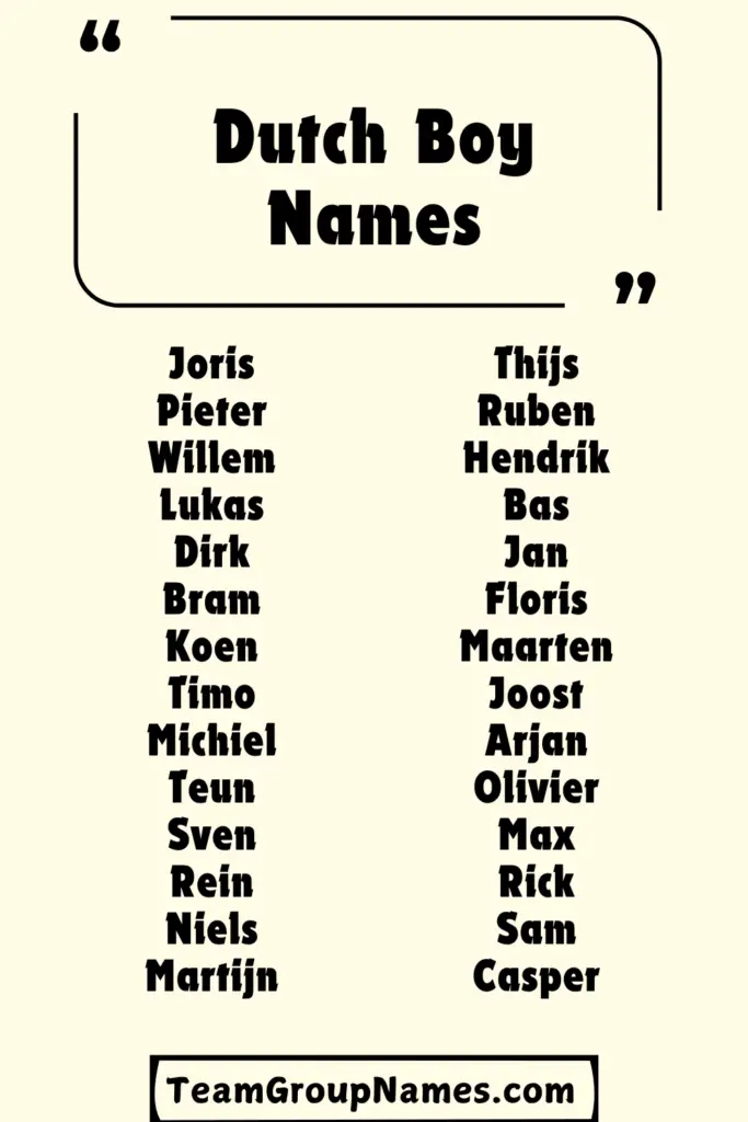 Dutch Boy Names