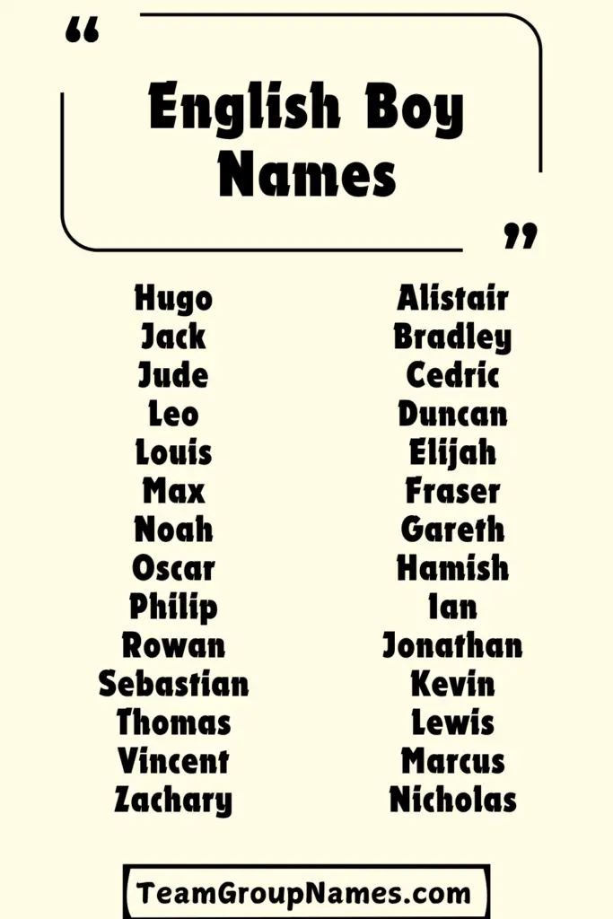 English Boy Names