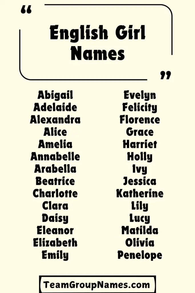 English Girl Names