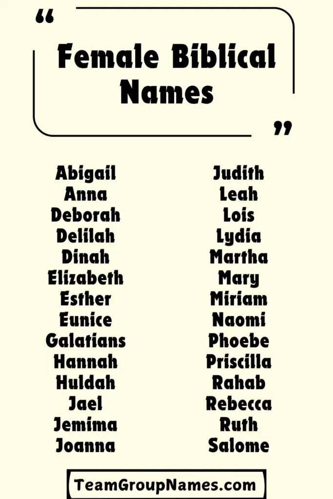 Female Biblical Names