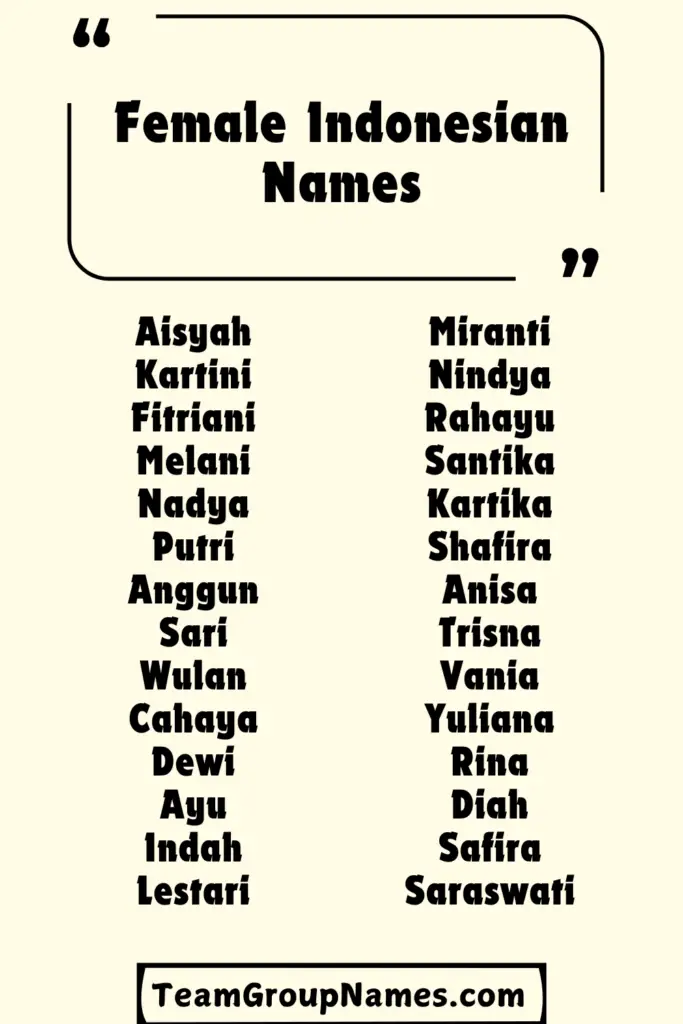 Female Indonesian Names