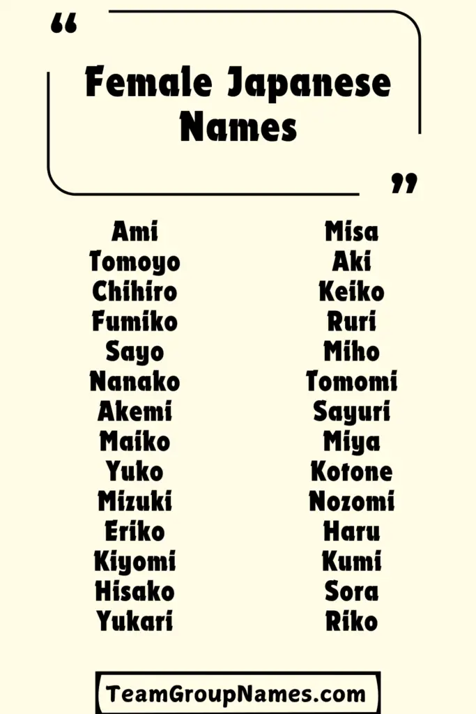 Female Japanese Names