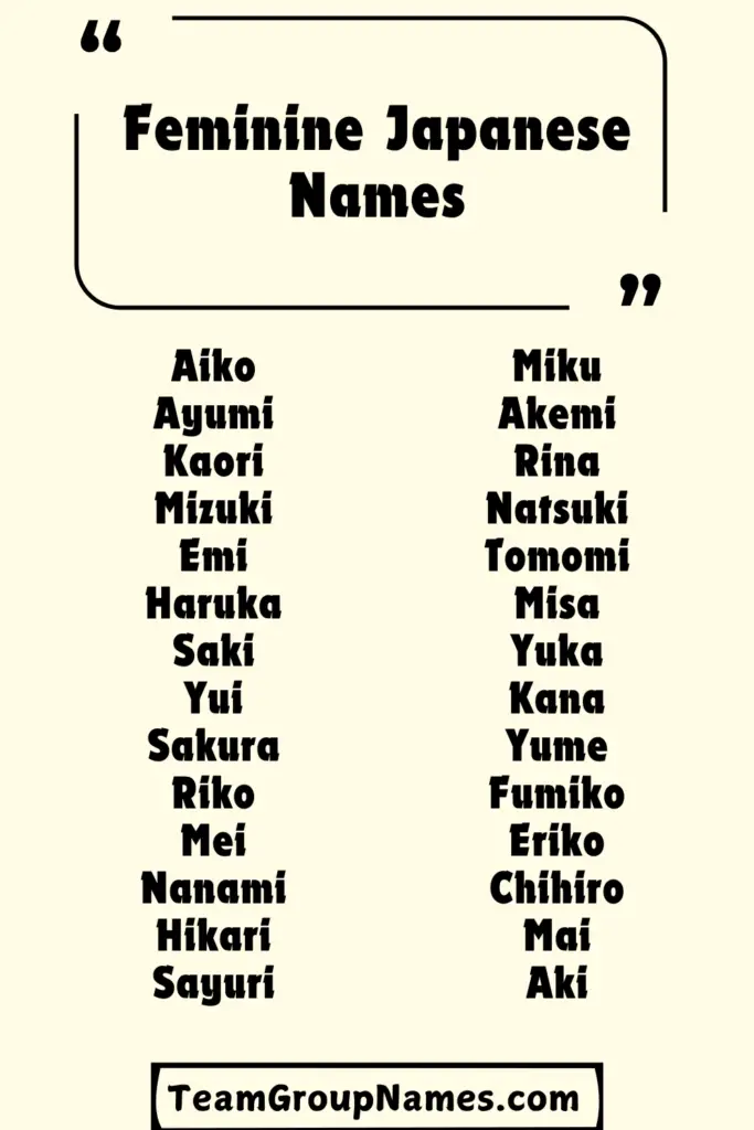 Feminine Japanese Names