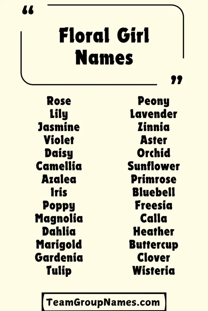 Floral Girl Names