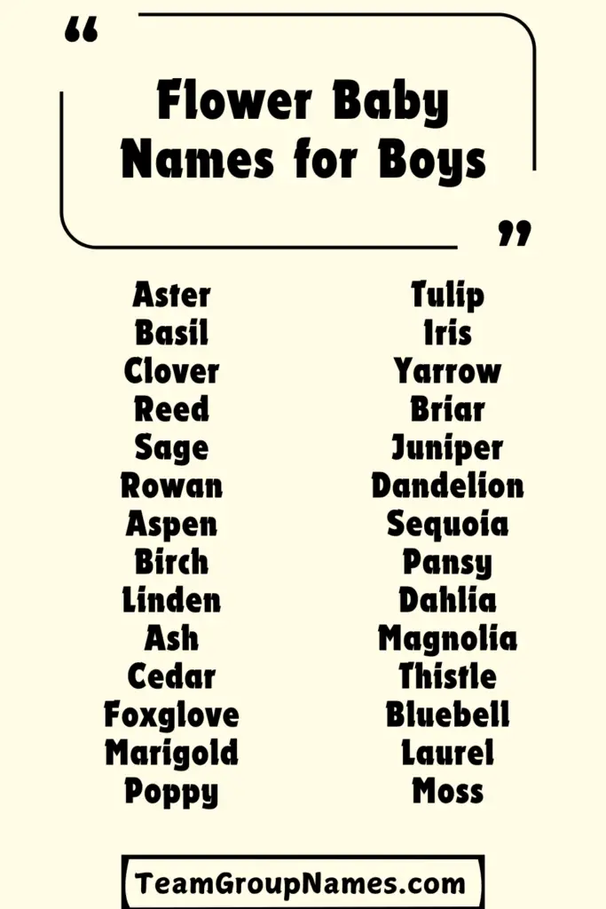 Flower Baby Names for Boys