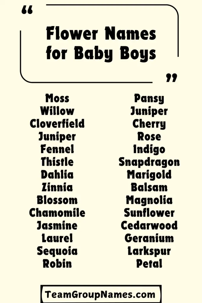 Flower Names for Baby Boys