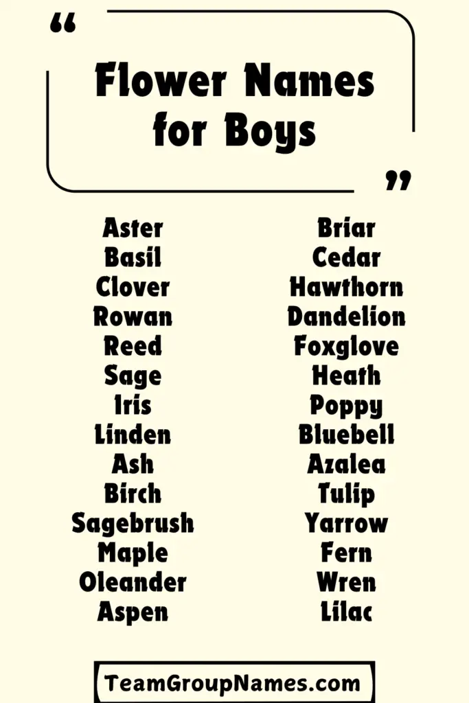 Flower Names for Boys