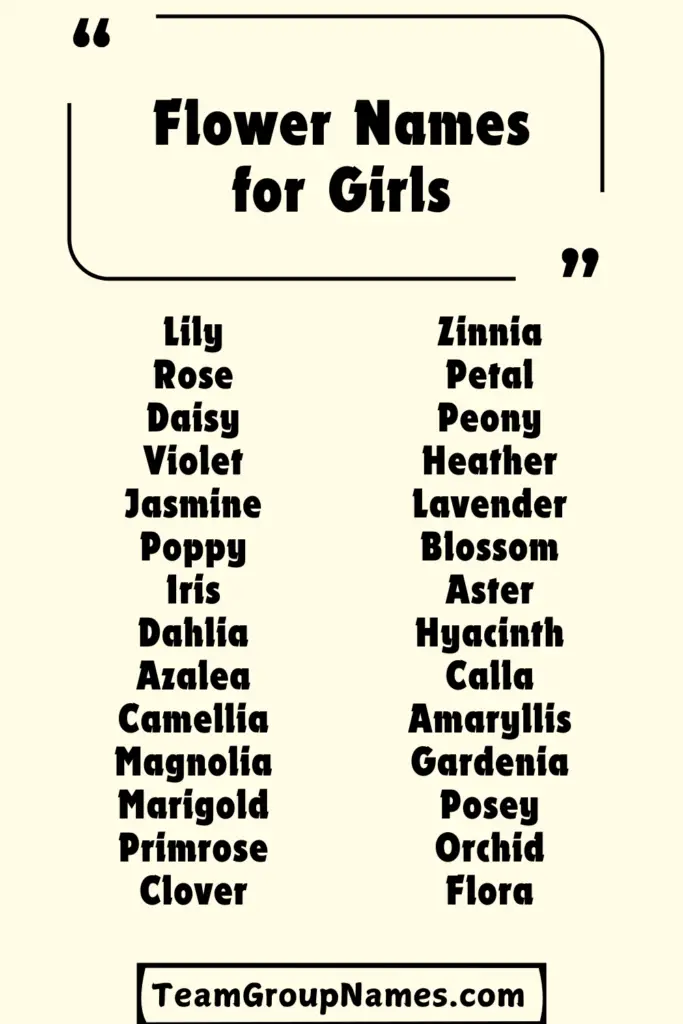 Flower Names for Girls