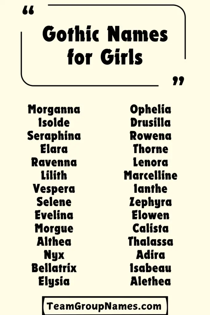 Gothic Names for Girls