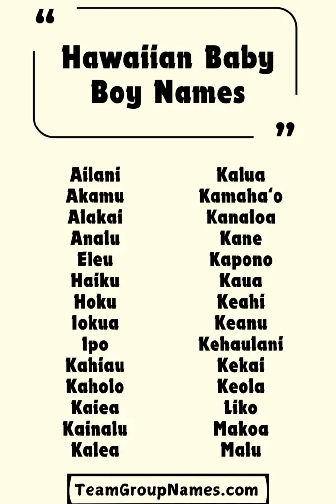 Hawaiian Baby Boy Names