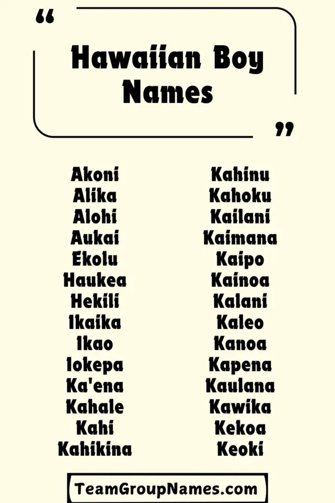 Hawaiian Boy Names