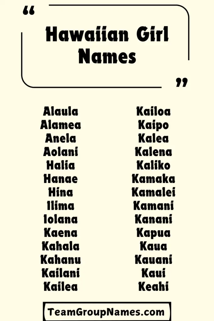 Hawaiian Girl Names