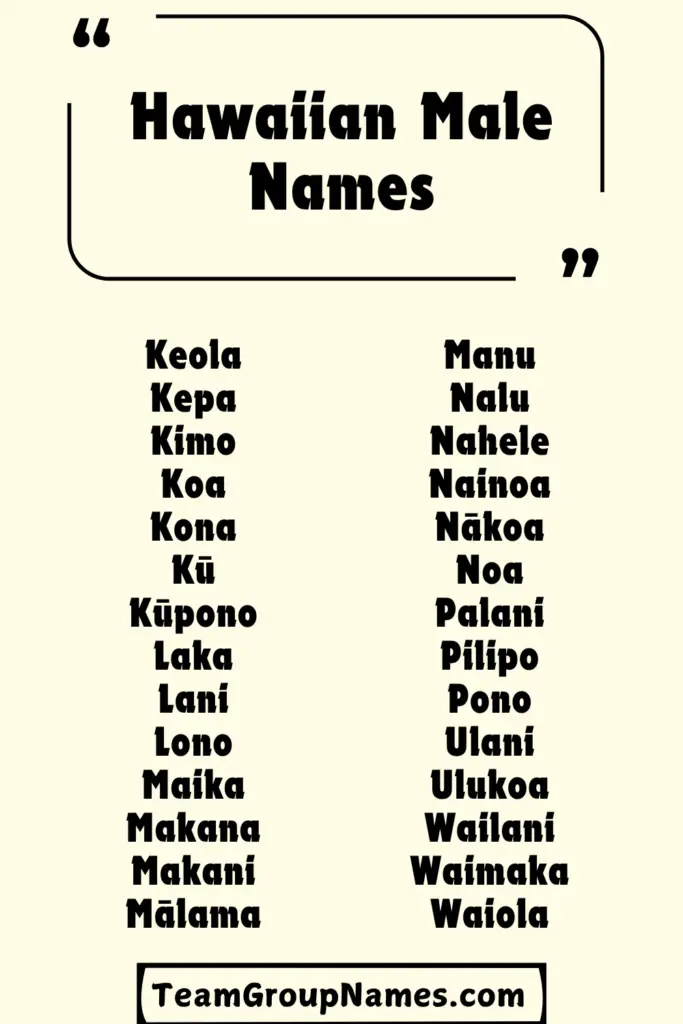 Hawaiian Male Names