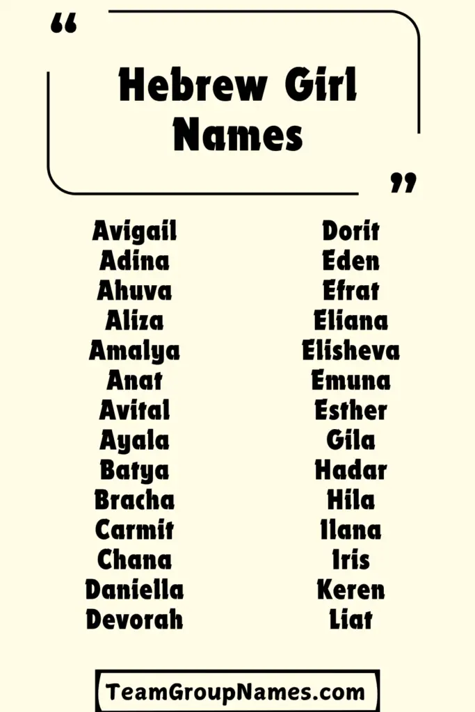 Hebrew Girl Names