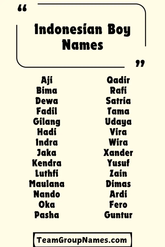 Indonesian Boy Names