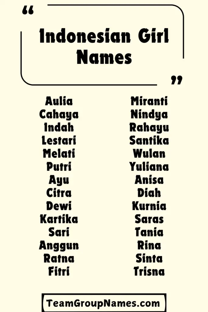 Indonesian Girl Names