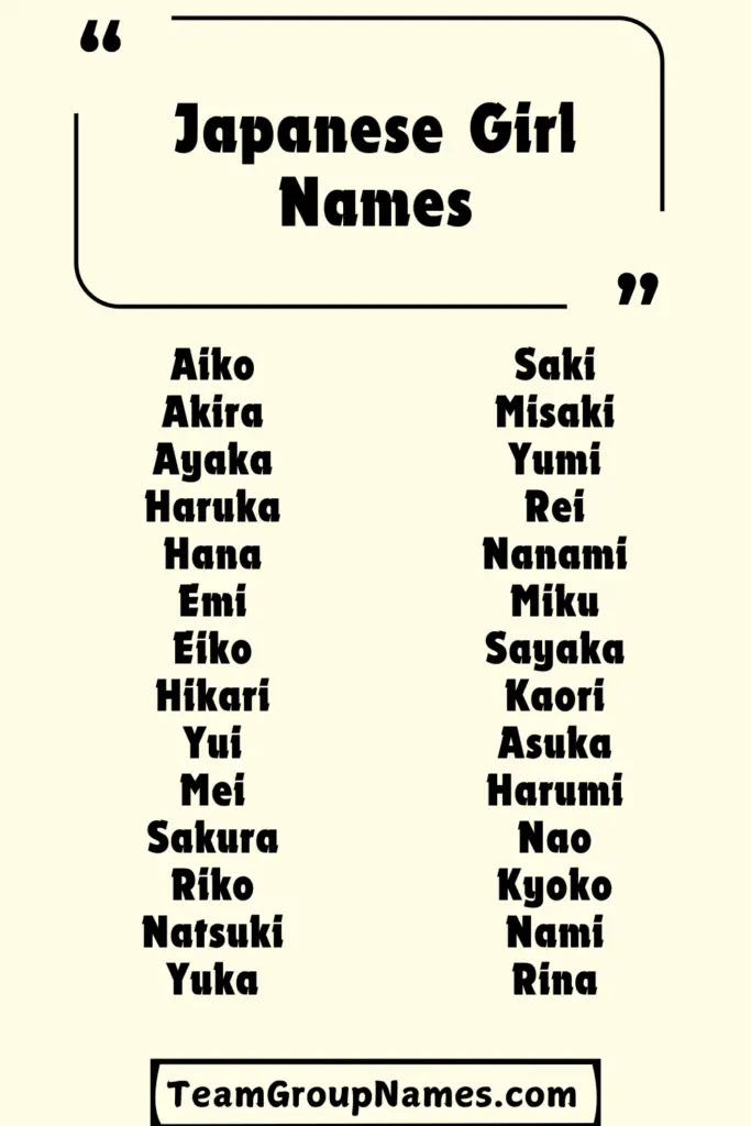 Japanese Girl Names