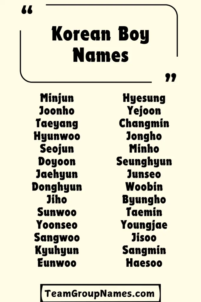 Korean Boy Names