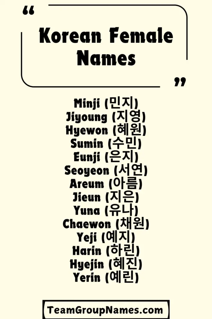 Korean Female Names