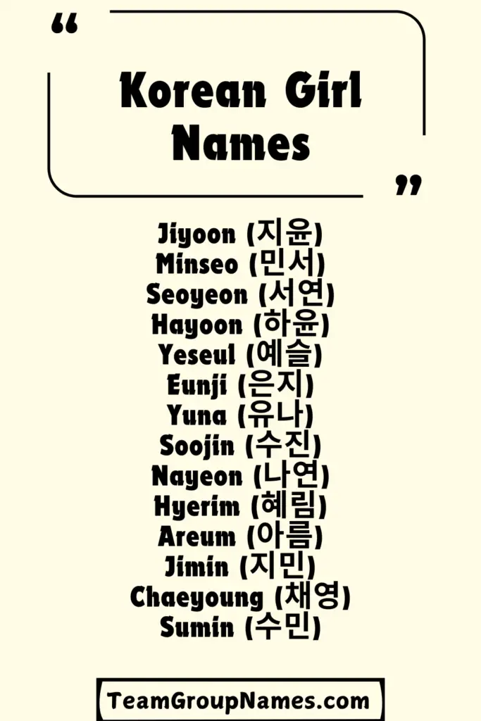 Korean Girl Names