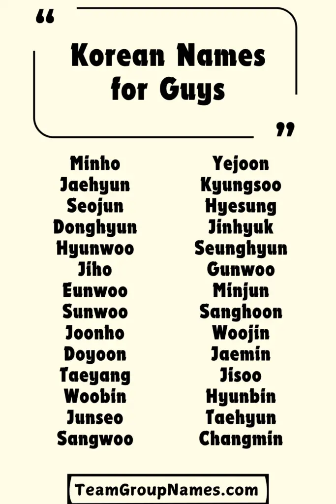 Korean Names for Guys