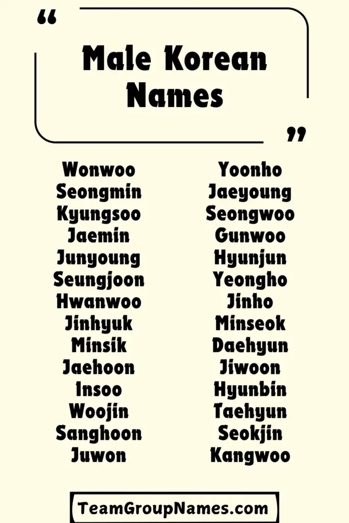 Male Korean Names