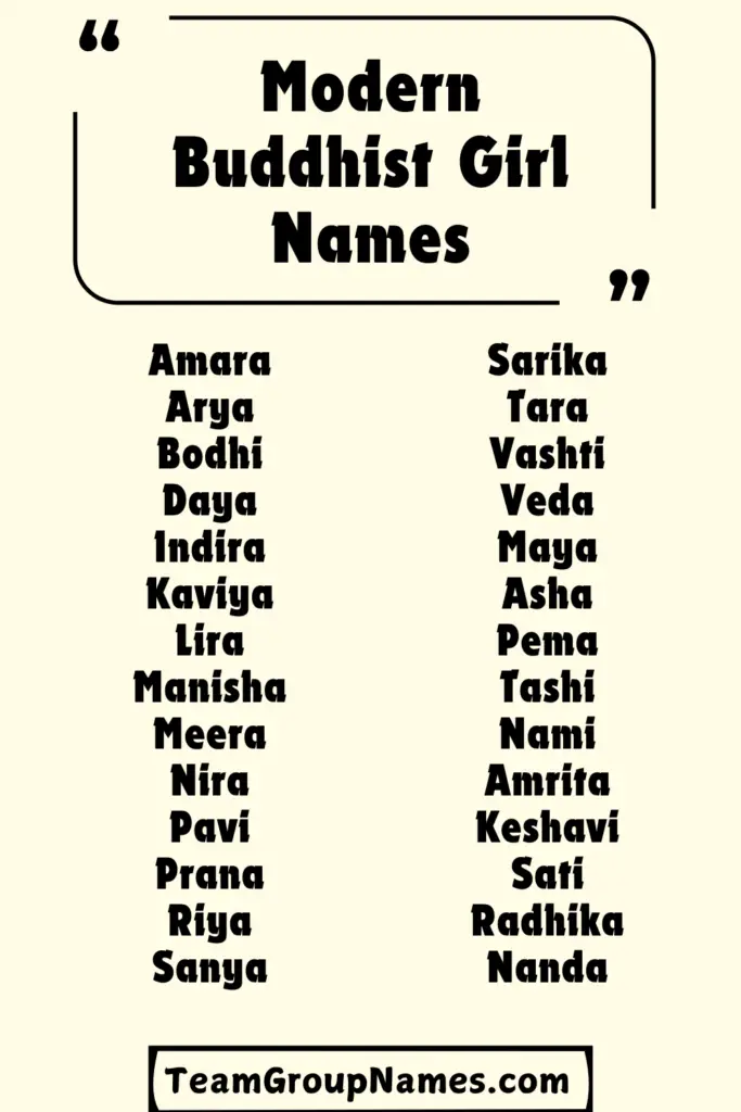 Modern Buddhist Girl Names