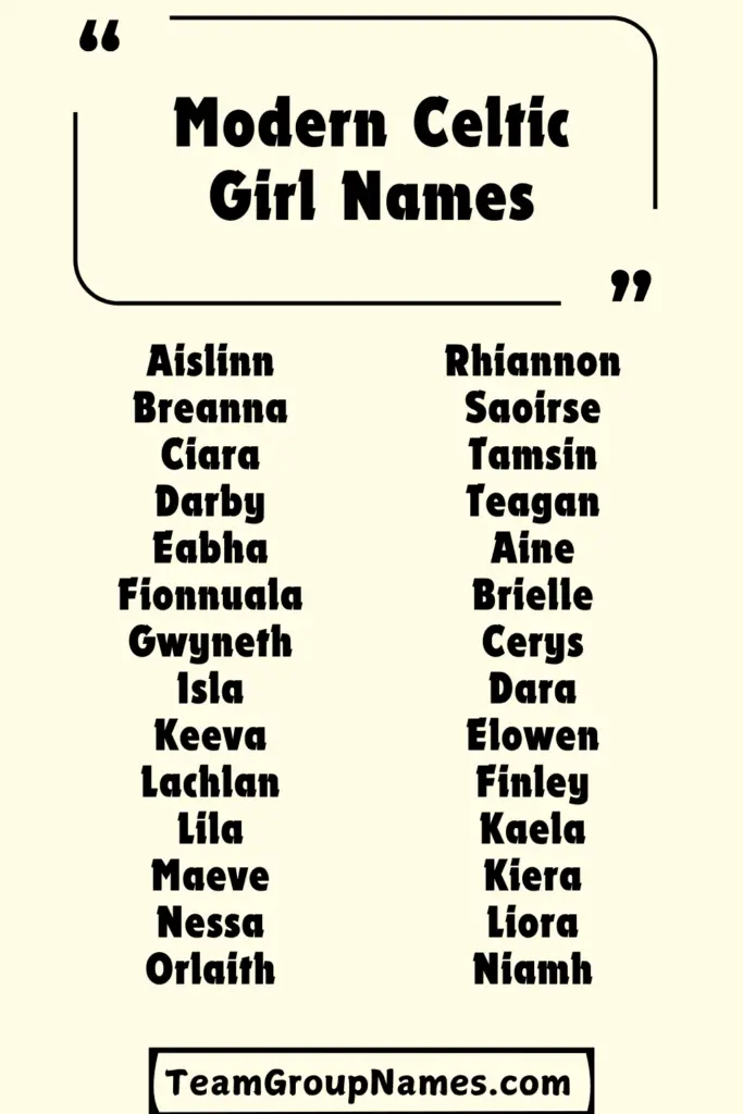 Modern Celtic Girl Names