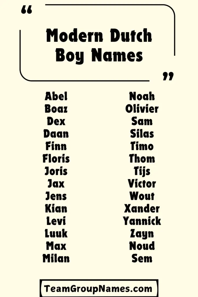 Modern Dutch Boy Names